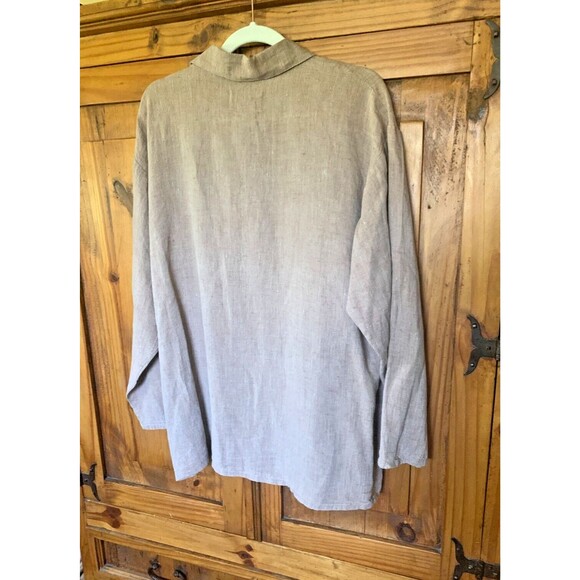 FLAX Vintage Jeanne Engelhart Sz M Heavy Linen Blouse Shirt Jacket Top - Picture 3 of 4